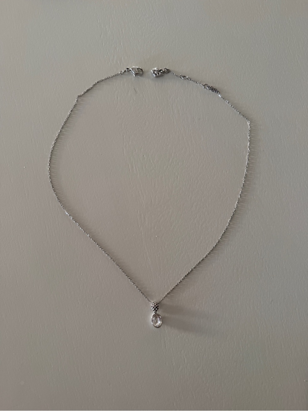 Swarovski Silver Crystal Drop Pendant Necklace